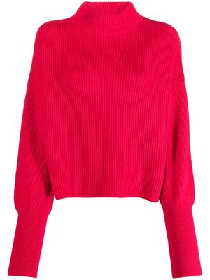 Closed ribbed-knit mock-neck jumper - 864 FIERY PINK