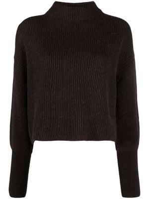Closed ribbed-knit mock-neck jumper - Brown