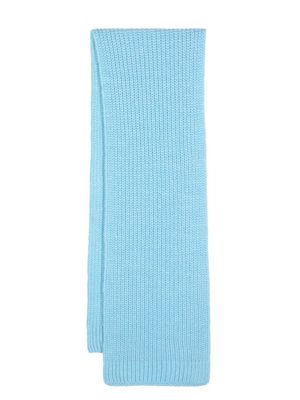 Closed ribbed knitted scarf - Blue