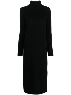 Closed roll-neck knitted midi dress - Black