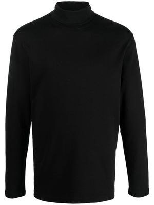 Closed roll-neck long-sleeved T-shirt - Black
