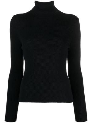 Closed roll-neck rib-knit jumper - Black