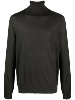 Closed roll-neck wool jumper - Brown