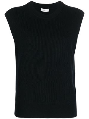Closed round neck knitted vest - Black
