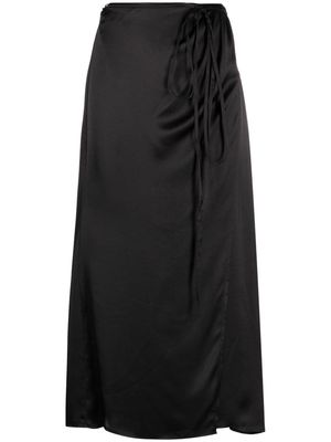 Closed satin wrap midi skirt - Black