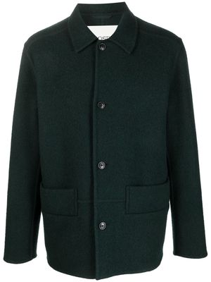 Closed shirt-collar wool-blend jacket - Green