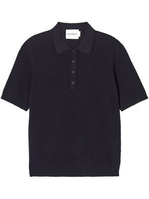 Closed short-sleeve waffle-knit polo shirt - Black