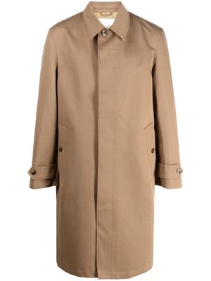 Closed single-breasted cotton car coat - Neutrals