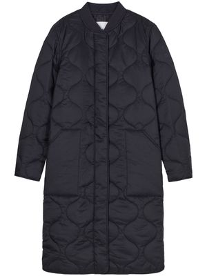 Closed single-breasted quilted coat - Black