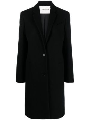 Closed single-breasted twill midi coat - Black