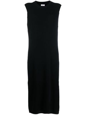 Closed sleeveless knit long dress - Black