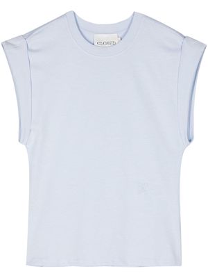 Closed sleeveless organic-cotton tank top - Blue