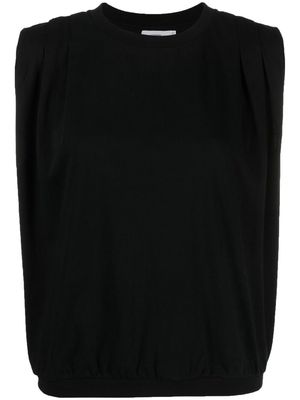 Closed sleeveless pleat-detail top - Black
