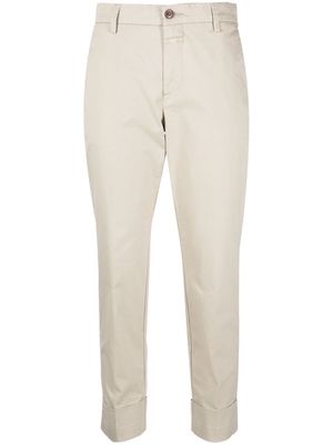 Closed slim-fit cropped trousers - Neutrals