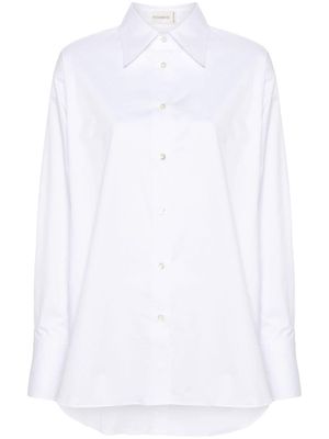 Closed slit-detailing poplin shirt - White