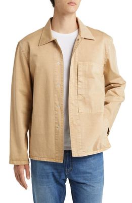 Closed Snap-Up Cotton Field Jacket in Chino Beige