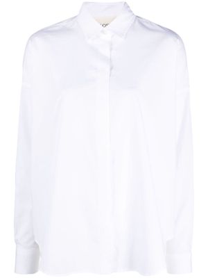 Closed spread-collar drop-shoulder shirt - White
