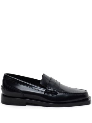 Closed square-toe leather loafers - Black