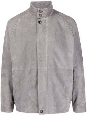 Closed stand-up collar suede jacket - Grey