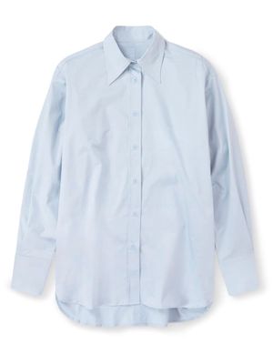 Closed stretch-cotton long-sleeve shirt - Blue