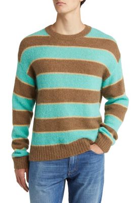 Closed Stripe Alpaca & Wool Blend Crewneck Sweater in Glazed Green