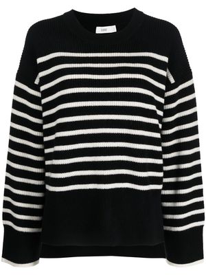 Closed stripe cashmere-wool jumper - Black