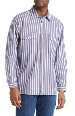 Closed Stripe Organic Cotton Button-Up Shirt in Royal Azure