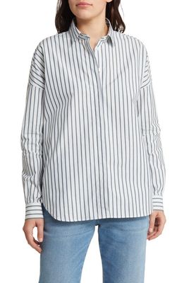 Closed Stripe Organic Cotton Shirt in Blue Heather