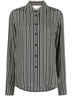 Closed striped long-sleeve shirt - Black