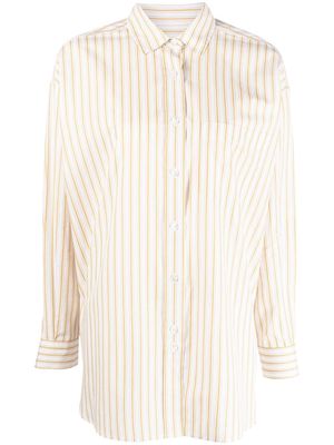 Closed striped long-sleeve shirt - White