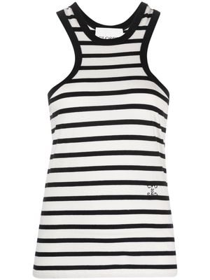 Closed striped organic-cotton tank top - Neutrals