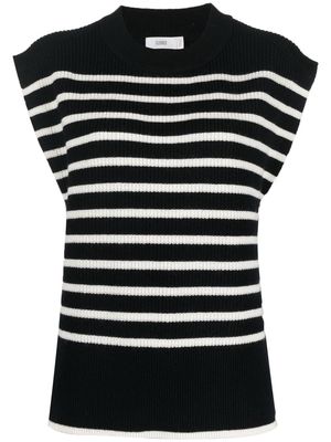 Closed striped rib-knit vest top - Black