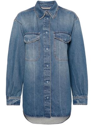 Closed stud-fastening denim shirt jacket - Blue