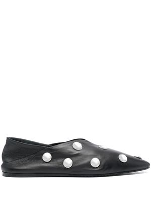 Closed studded leather ballerina shoes - Black