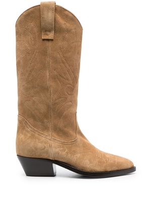 Closed suede cowboy boots - Brown