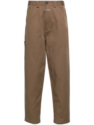 Closed tapered-leg twill trousers - Brown