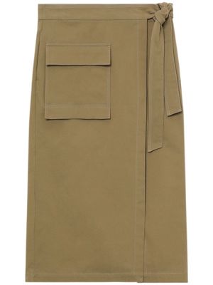 Closed tie-fastening cotton midi skirt - Neutrals