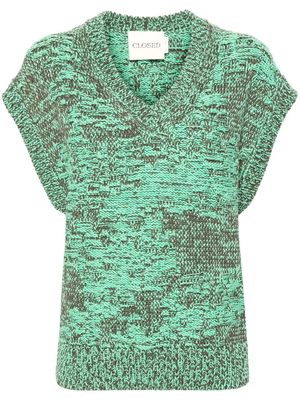 Closed V-neck chunky-knit vest - Green
