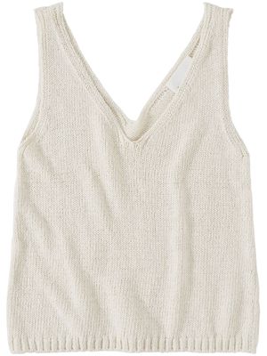 Closed V-neck knitted top - Neutrals