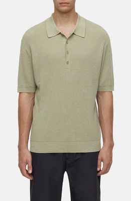 Closed Waffle Knit Organic Linen & Organic Cotton Polo in Sage Tea