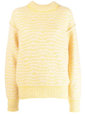 Closed wave-pattern knit jumper - Yellow