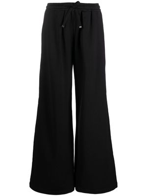 Closed wide-leg cotton trousers - Black