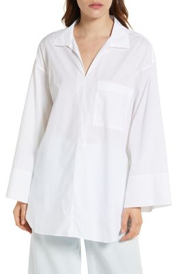 Closed Wide Sleeve Organic Cotton Blouse in White