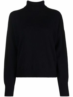 Closed wool-cashmere roll neck jumper - Black