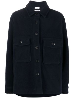 Closed wool shirt jacket - Blue