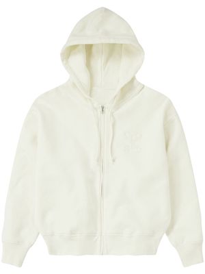 Closed zip-up cotton hoodie - Neutrals