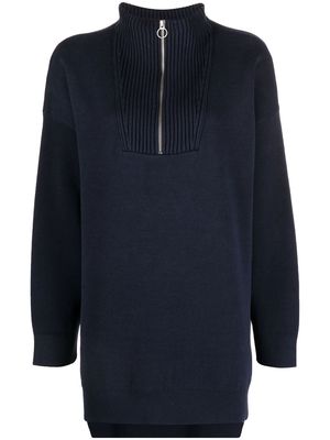 Closed zip-up long-sleeve jumper - Blue
