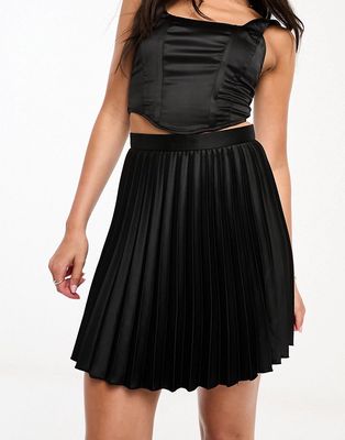Closet London pleated mini skirt in black