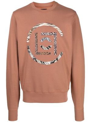 CLOT animal-print logo-patch sweatshirt - Brown