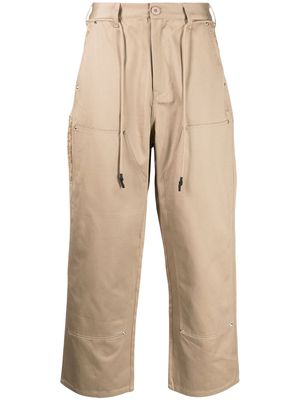 CLOT Carpenter leopard-print trim trousers - Brown